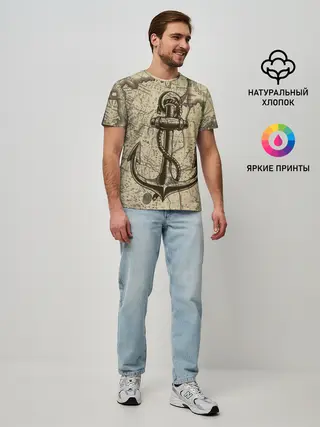 Мужская базовая футболка / Морская Карта