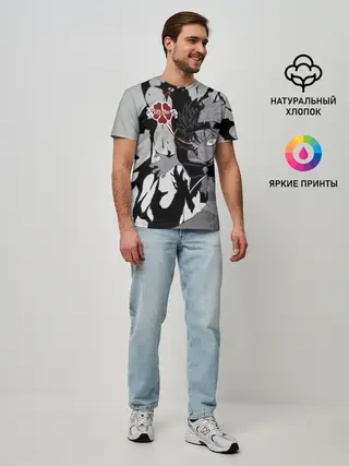 Мужская базовая футболка / Черный Аста демон Чёрный клевер