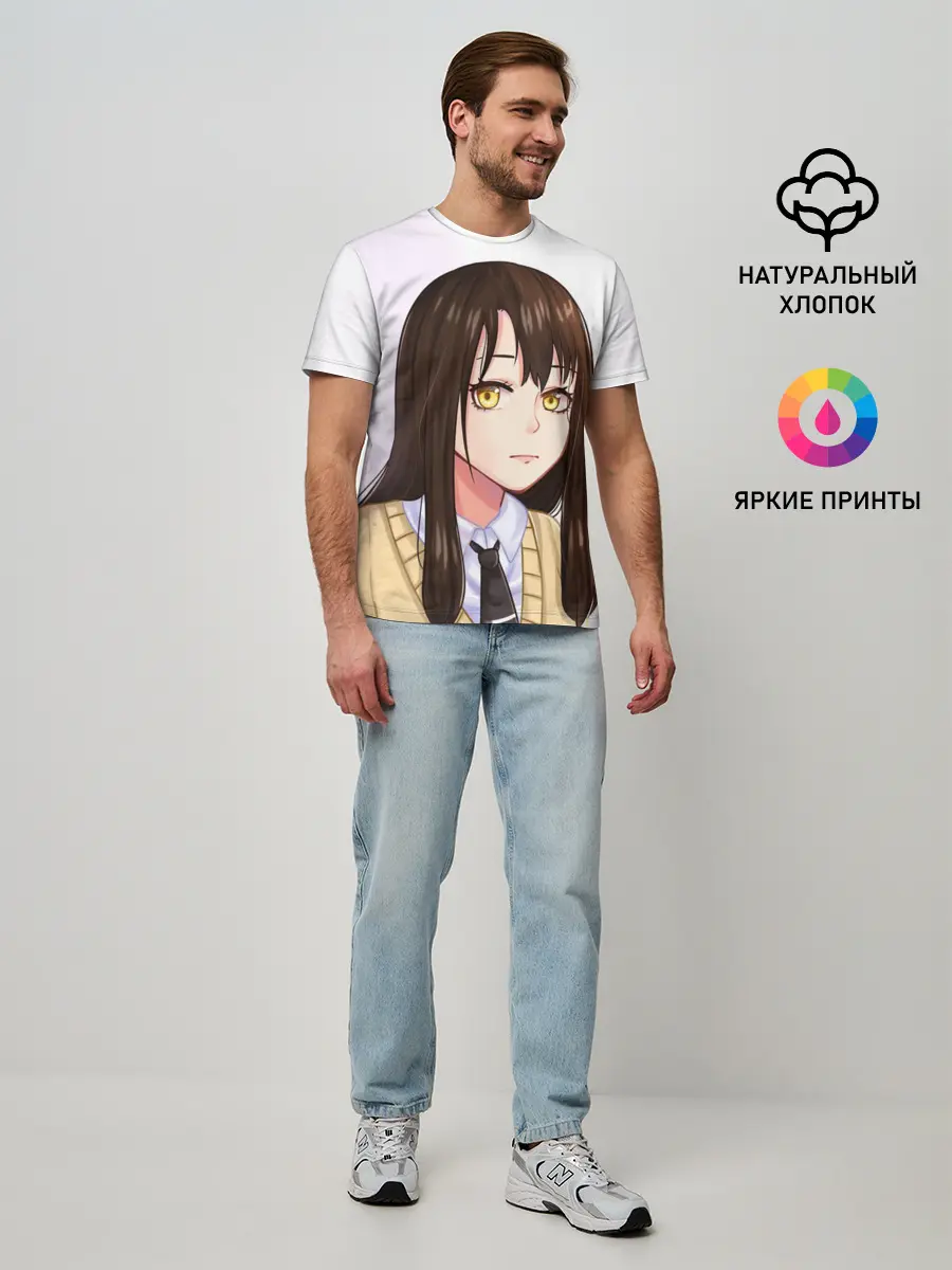 Мужская базовая футболка / Девочка, которая видит это Мико Ёцуя