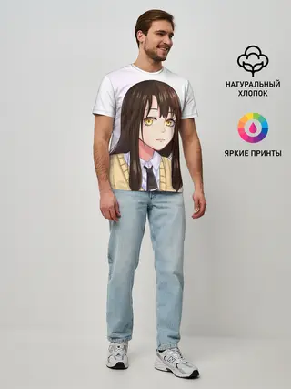 Мужская базовая футболка / Девочка, которая видит это Мико Ёцуя