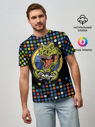 Мужская базовая футболка / Динозавр-игрок
