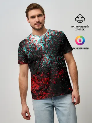 Мужская базовая футболка / БРЫЗГИ КРАСОК GLITCH