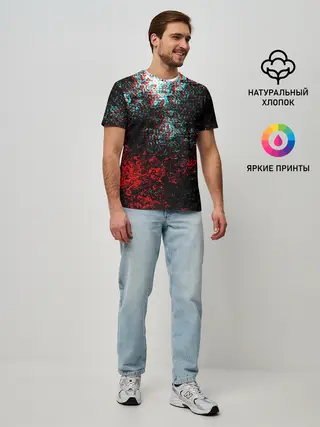 Мужская базовая футболка / БРЫЗГИ КРАСОК GLITCH