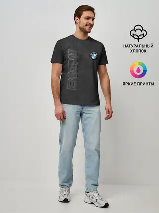 Мужская базовая футболка / BMW LOGO AND INSCRIPTION