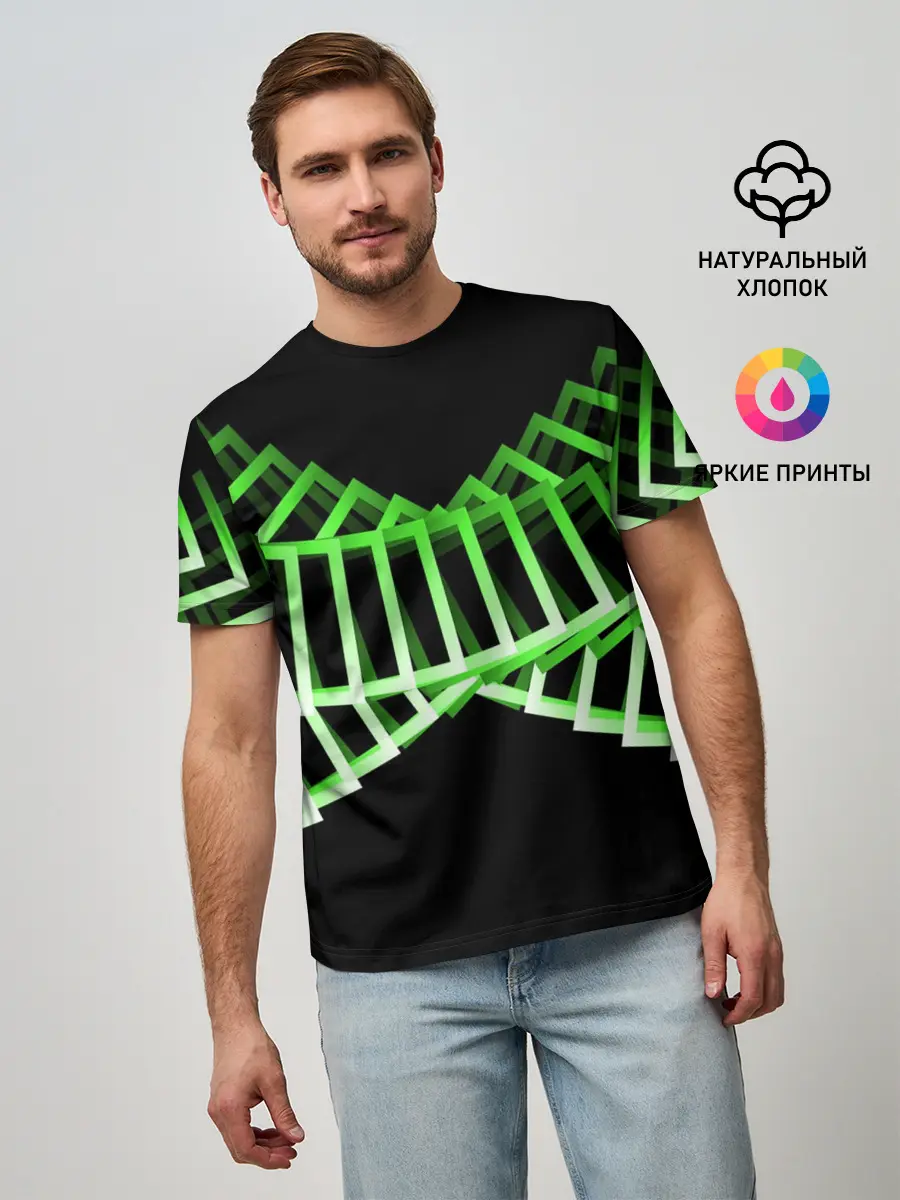 Мужская базовая футболка / Неоновые квадраты