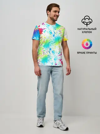 Мужская базовая футболка / БРЫЗГИ НЕОНА