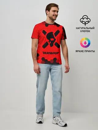 Мужская базовая футболка / Deathloop - Череп - Соты
