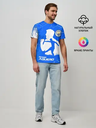 Мужская базовая футболка / СЕРХИО АГУЭРО / МАНЧЕСТЕР СИТИ