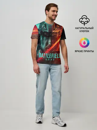 Мужская базовая футболка / Battlefield 2042 Soldier face