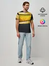 Мужская базовая футболка / 3D ЗОЛОТЫЕ СОТЫ / БРОНЯ 3Д