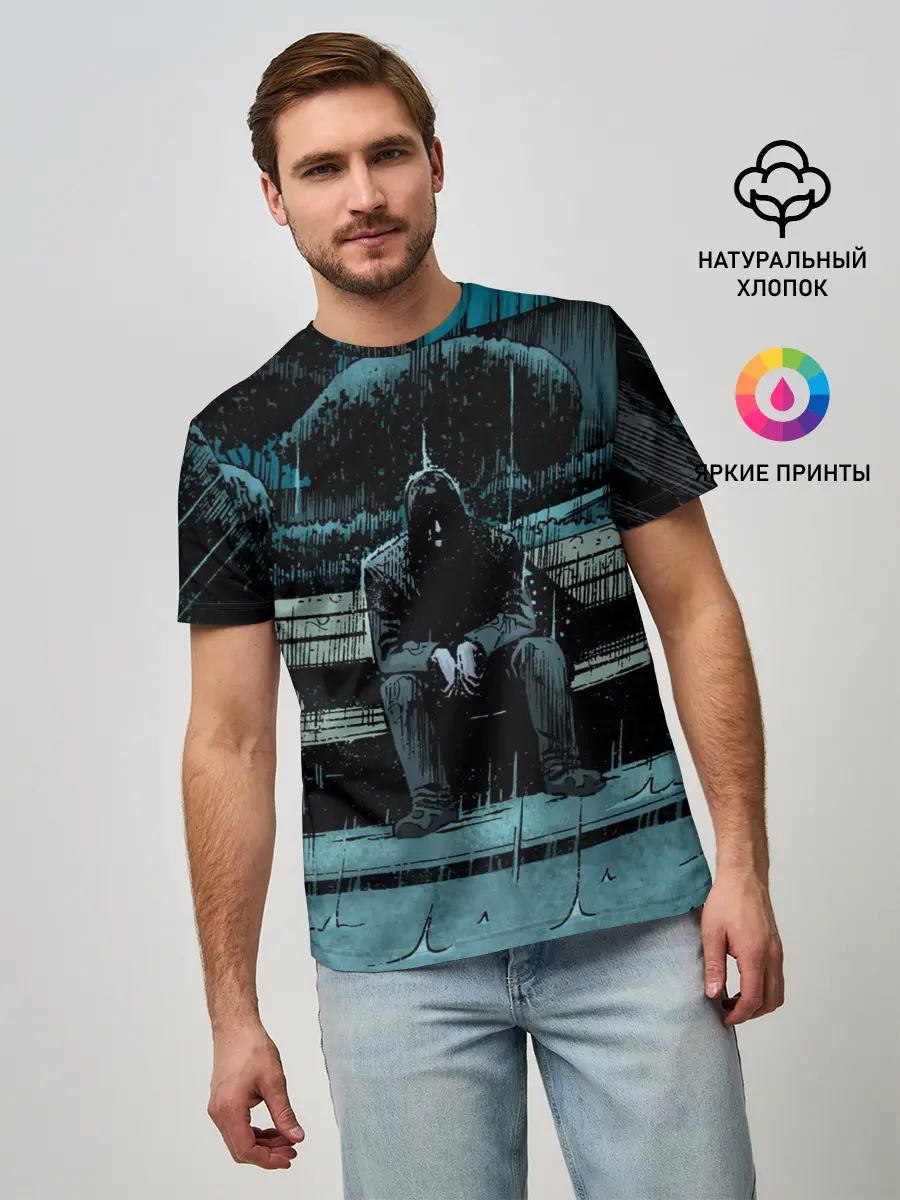 Мужская базовая футболка / Киану Ривз - комикс о боге