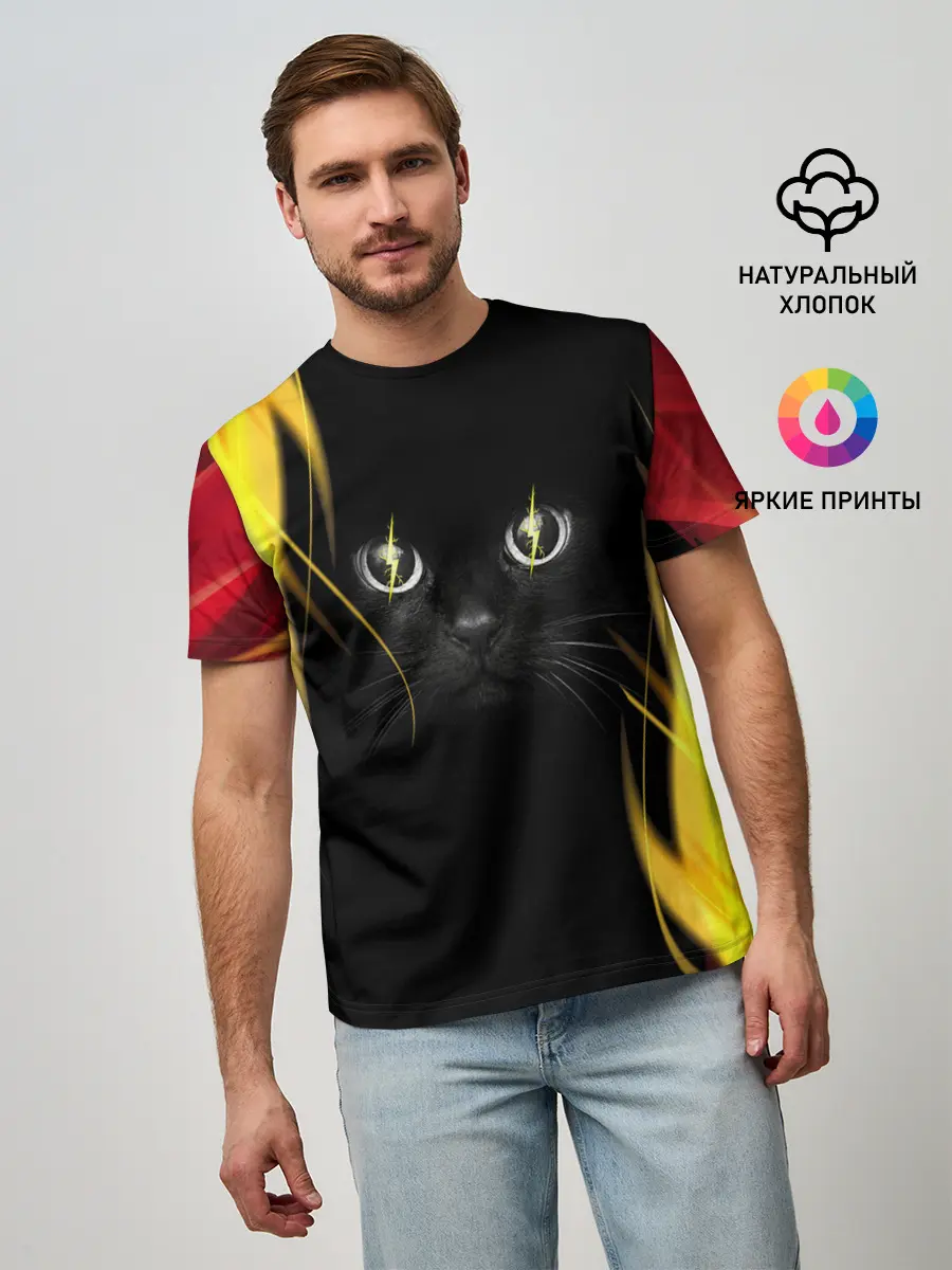 Мужская базовая футболка / Грозовой кошак