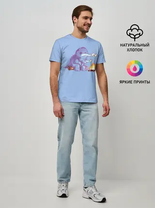 Мужская базовая футболка / Трицератопс у Костра