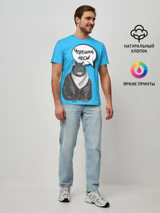 Мужская базовая футболка / Толстый кот