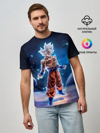 Мужская базовая футболка / Goku on a planet