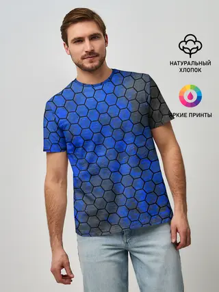 Мужская базовая футболка / Синие Соты