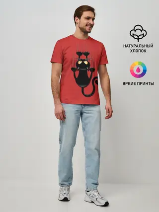 Мужская базовая футболка / Черный Кот