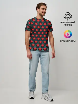Мужская базовая футболка / Раскалённый красный 3Д