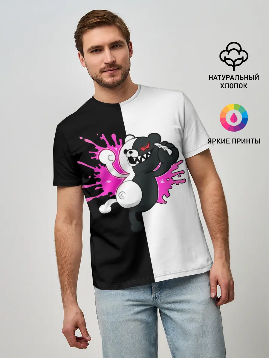 Мужская базовая футболка / monokuma розовая жвачка