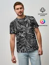 Мужская базовая футболка / Флора | Черно Белая