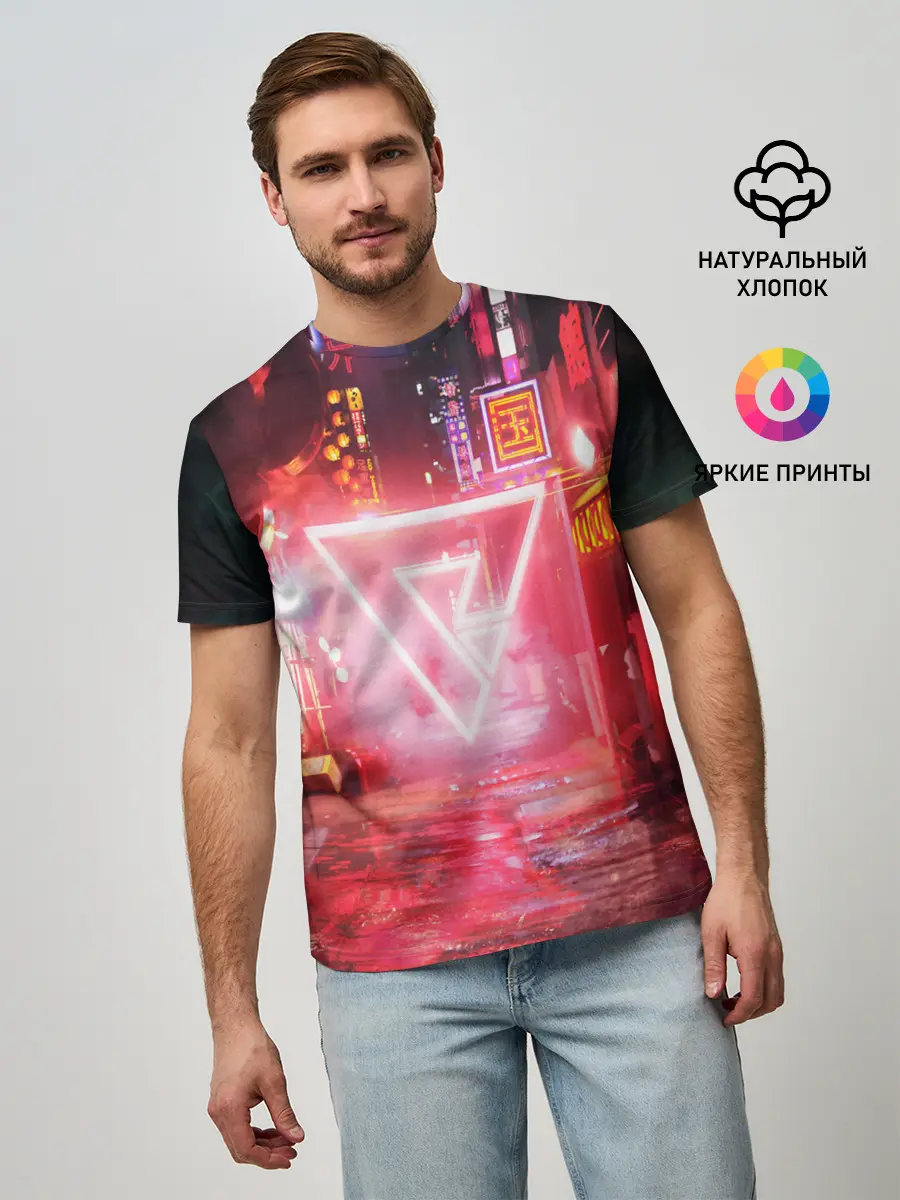 Мужская базовая футболка / КИБЕР НЕОН