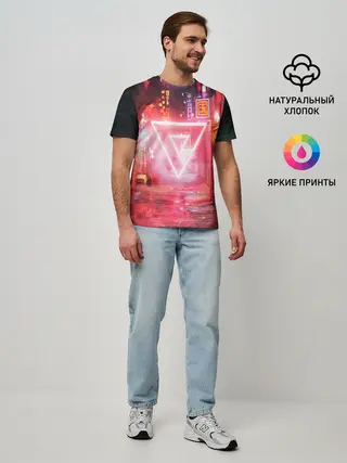 Мужская базовая футболка / КИБЕР НЕОН