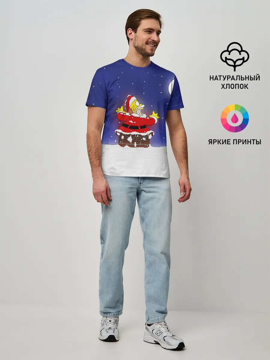 Мужская базовая футболка / Гомер Санта Клаус