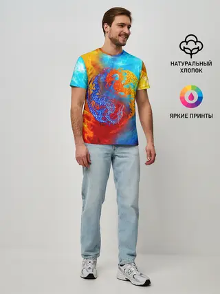 Мужская базовая футболка / Битва огней x Драконы