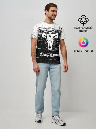 Мужская базовая футболка / Чёрный клевер: Бык.