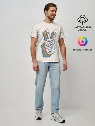Мужская базовая футболка / PEACE and LOVE | МИР и ЛЮБОВЬ