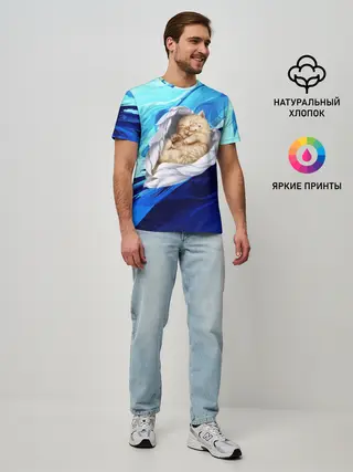 Мужская базовая футболка / Котик Ангелочек