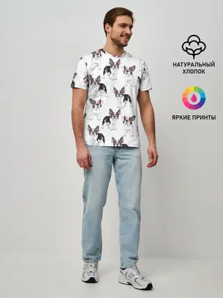 Мужская базовая футболка / Французские бульдоги в очках