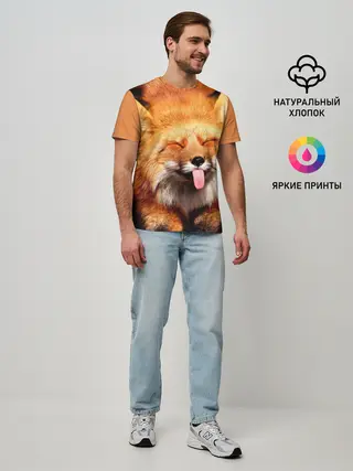 Мужская базовая футболка / Лиса с языком