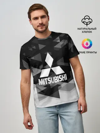 Мужская базовая футболка / Mitsubishi sport geometry