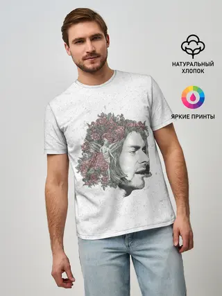 Мужская базовая футболка / Цветы в волосах