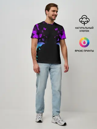 Мужская базовая футболка / НЕОНОВЫЕ БАБОЧКИ | NEON BUTTERFLIES