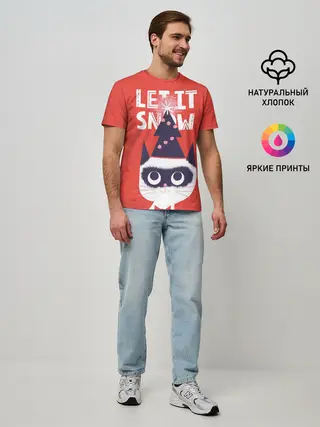 Мужская базовая футболка / Котик. Новый год