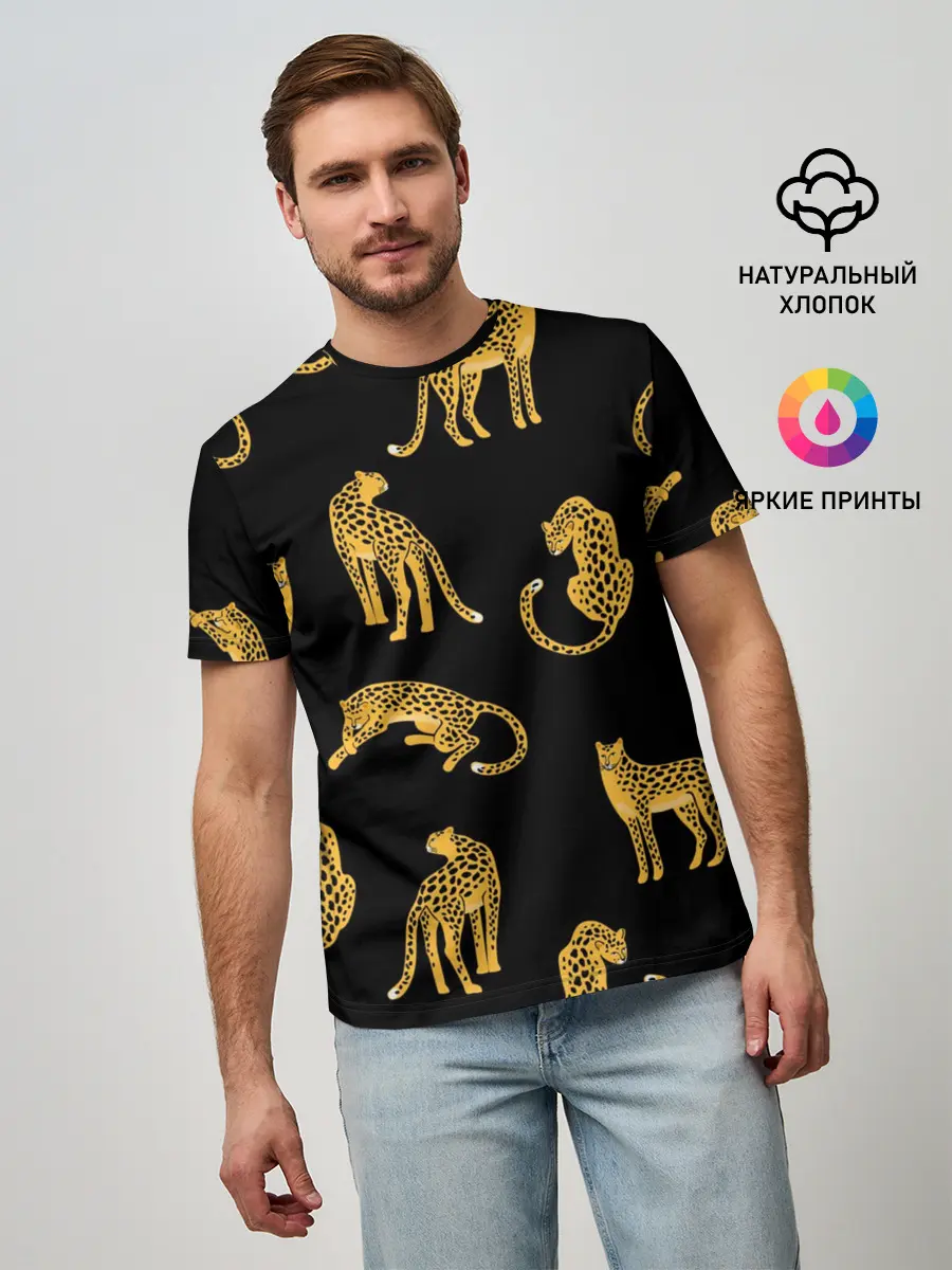 Мужская базовая футболка / Леопарды
