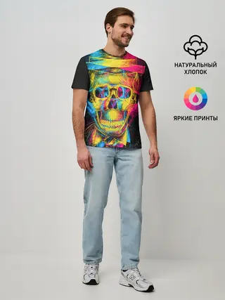 Мужская базовая футболка / Череп-анаглиф