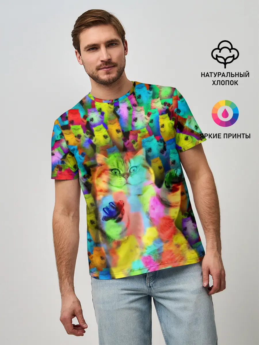 Мужская базовая футболка / Котики на дискотеке