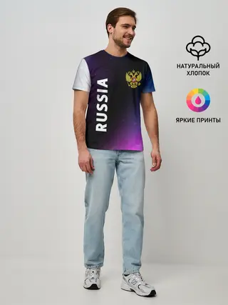 Мужская базовая футболка / RUSSIA / РОССИЯ