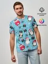 Мужская базовая футболка / Новогодние Пингвины