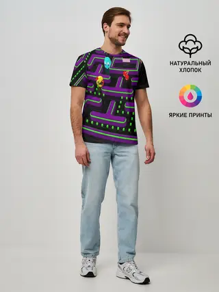 Мужская базовая футболка / PAC-MAN 3D