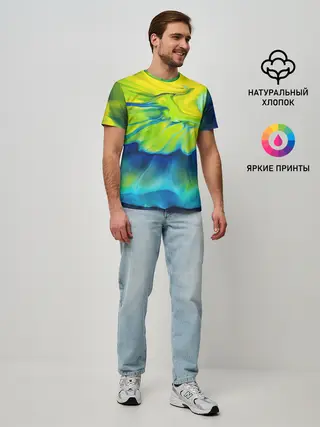 Мужская базовая футболка / Разводы яркой краски