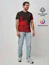 Мужская базовая футболка / ЧЁРНО КРАСНЫЕ КРАСКИ | RED BLACK STRIPES