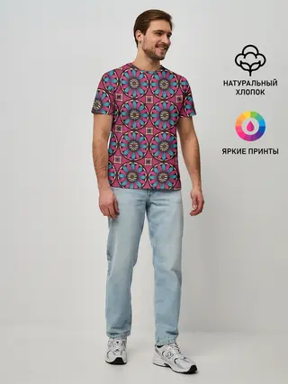 Мужская базовая футболка / Африканский цветочный узор