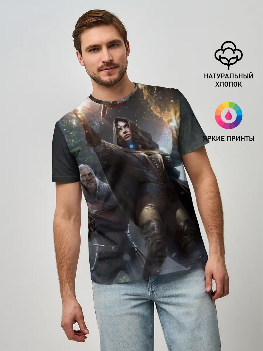 Мужская базовая футболка / Йеннифер и Геральт