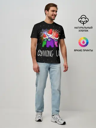 Мужская базовая футболка / Among Us Новый год