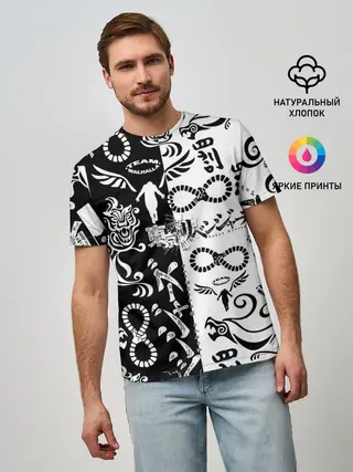 Мужская базовая футболка / ТОКИЙСКИЕ МСТИТЕЛИ ЛОГОБОМБИНГ ЧБ