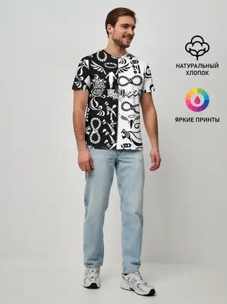 Мужская базовая футболка / ТОКИЙСКИЕ МСТИТЕЛИ ЛОГОБОМБИНГ ЧБ